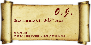 Oszlanszki Józsa névjegykártya